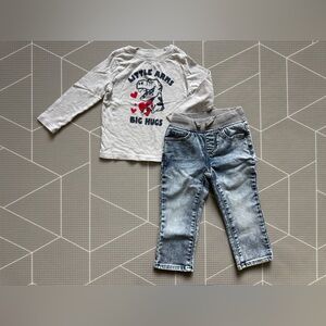 Old Navy|Baby boy/gender neutral outfit,long sleeve dinosaur tee & jeans set•2T